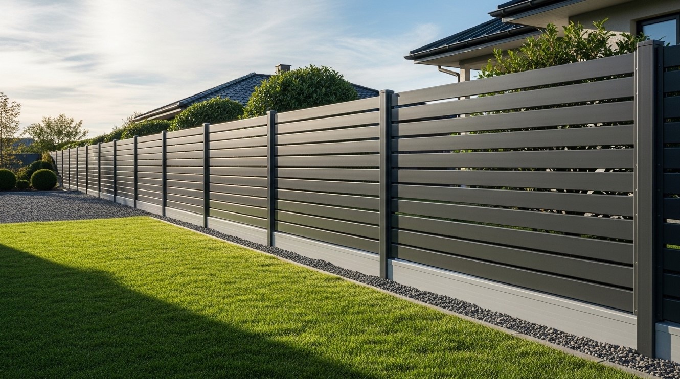 Забор на ленточном фундаменте с металлическим штакетником